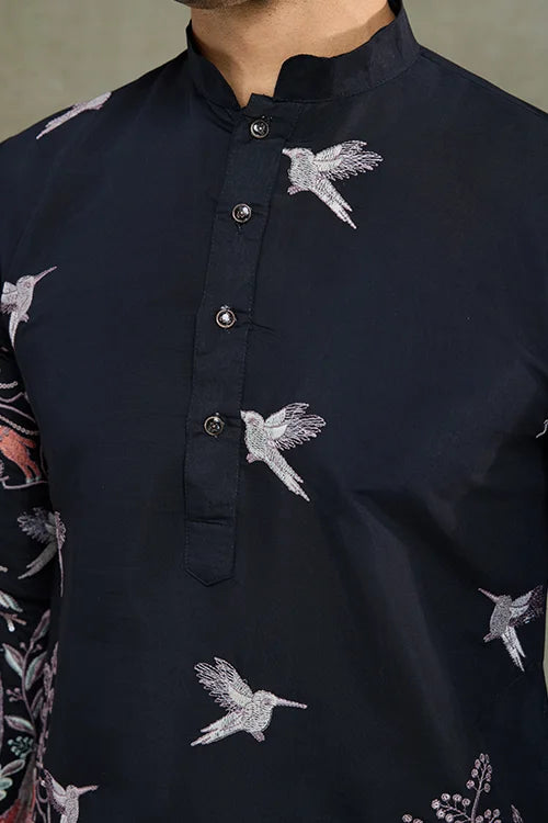 Beautiful Black Viscose Silk Kurta mens wear near me Beautiful Black Viscose Silk Kurta mens wear near me