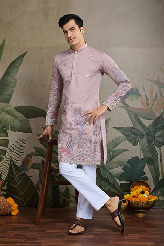 Designer Peach Viscose Silk fancy kurtas for men Designer Peach Viscose Silk fancy kurtas for men