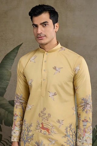Yellow Viscose Silk Mens kurta for haldi ceremony Yellow Viscose Silk Mens kurta for haldi ceremony