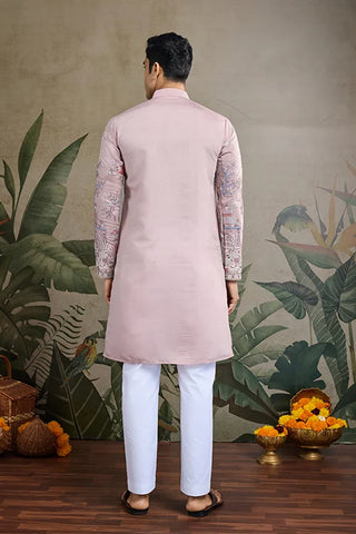Designer Peach Viscose Silk fancy kurtas for men Designer Peach Viscose Silk fancy kurtas for men