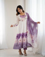 Floral Pure Soft Tabby Organza Silk Three Piece Anarkali Suit - Violate