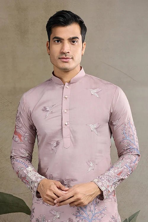 Designer Peach Viscose Silk fancy kurtas for men Designer Peach Viscose Silk fancy kurtas for men