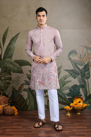Designer Peach Viscose Silk fancy kurtas for men Designer Peach Viscose Silk fancy kurtas for men