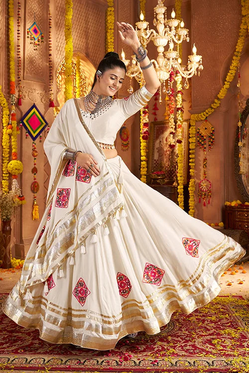White Traditional Navratri Chaniya Choli Collection – TULIP DESIGNER