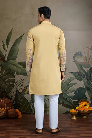 Yellow Viscose Silk Mens kurta for haldi ceremony Yellow Viscose Silk Mens kurta for haldi ceremony
