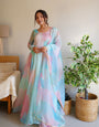 Party Wear Look Organza Silk Gown With Dupatta