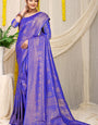 Angelic Blue Kanjivaram Silk Saree With Refreshing Blouse Piece