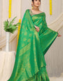 Beauteous Green Kanjivaram Silk Saree With Refreshing Blouse Piece