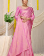 Comely Pink Kanjivaram Silk Saree With Refreshing Blouse Piece