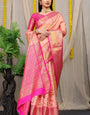 Ravishing Pink Kanjivaram Silk Saree With Palimpsest Blouse Piece