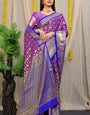 Radiant Purple Kanjivaram Silk Saree With Palimpsest Blouse Piece