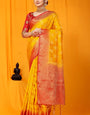 Super classy Mustard Banarasi Silk Saree With Sensational Blouse Piece