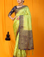 Traditional Parrot Banarasi Silk Saree With Sensational Blouse Piece