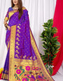 Glowing Purple Paithani Silk Saree With Invaluable Blouse Piece