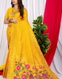 Stylish Yellow Paithani Silk Saree With Invaluable Blouse Piece