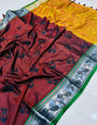 Flattering Maroon Paithani Silk With Woebegone Blouse Piece