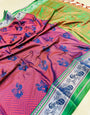 Amazing Pink Paithani Silk With Woebegone Blouse Piece