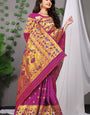 Hypnotic Purple Paithani Silk Saree With Angelic Blouse Piece
