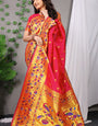 Ravishing Red Paithani Silk Saree With Angelic Blouse Piece