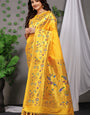 Opulent Yellow Paithani Silk Saree With Angelic Blouse Piece
