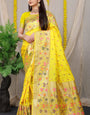 Ideal Lemon Paithani Silk Saree With Blissful Blouse Piece