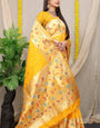 Angelic Yellow Paithani Silk Saree With Blissful Blouse Piece