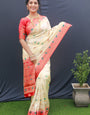 Jazzy Beige Banarasi Silk Saree With Proficient Blouse Piece