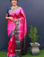 Blooming Pink Banarasi Silk Saree With Proficient Blouse Piece