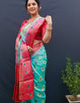 Ethnic Sky Banarasi Silk Saree With Proficient Blouse Piece