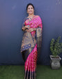 Exquisite Dark Pink Banarasi Silk Saree With Most Flattering Blouse Piece