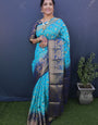 Super classy Firozi Banarasi Silk Saree With Most Flattering Blouse Piece