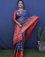 Adoring Navy Blue Banarasi Silk Saree With Most Flattering Blouse Piece