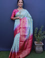 Ideal Sky Banarasi Silk Saree With Most Flattering Blouse Piece