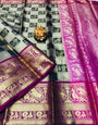 Appealing Black Kanjivaram Silk Saree With Imaginative Blouse Piece