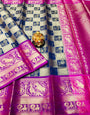 Desiring Blue Kanjivaram Silk Saree With Imaginative Blouse Piece