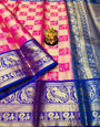 Engrossing Pink Kanjivaram Silk Saree With Imaginative Blouse Piece