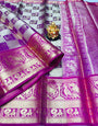 Breathtaking Purple Kanjivaram Silk Saree With Imaginative Blouse Piece