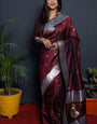 Bewitching Brown Paithani Silk Saree With Angelic Blouse Piece
