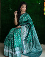 Classic Rama Banarasi Silk Saree With Classic Blouse Piece