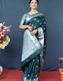 Beauteous Dark Green Banarasi Silk Saree With Fragrant Blouse Piece