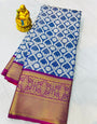 Sensational Blue Kanjivaram Silk Saree With Effervescent Blouse Piece