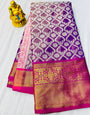 Eye-catching Purple Kanjivaram Silk Saree With Effervescent Blouse Piece