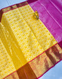 Ravishing Yellow Kanjivaram Silk Saree With Effervescent Blouse Piece