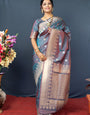 Gratifying Grey Banarasi Silk Saree With Classic Blouse Piece