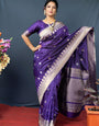 Staring Royal Blue Banarasi Silk Saree With Classic Blouse Piece