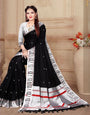 Ephemeral Black Paithani Silk Saree With Flattering Blouse Piece