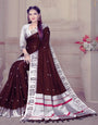 Adorning Brown Paithani Silk Saree With Flattering Blouse Piece