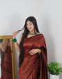 Maroon Colour With Copper Zari Combination Pure Soft Silk Saree Stylish Blouse Piece