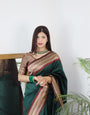 Dark Green & Maroon Colour Combination Pure Soft Silk Saree Stylish Blouse Piece