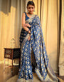 Blue Colour Pure Soft Silk Saree With Twirling Blouse Piece